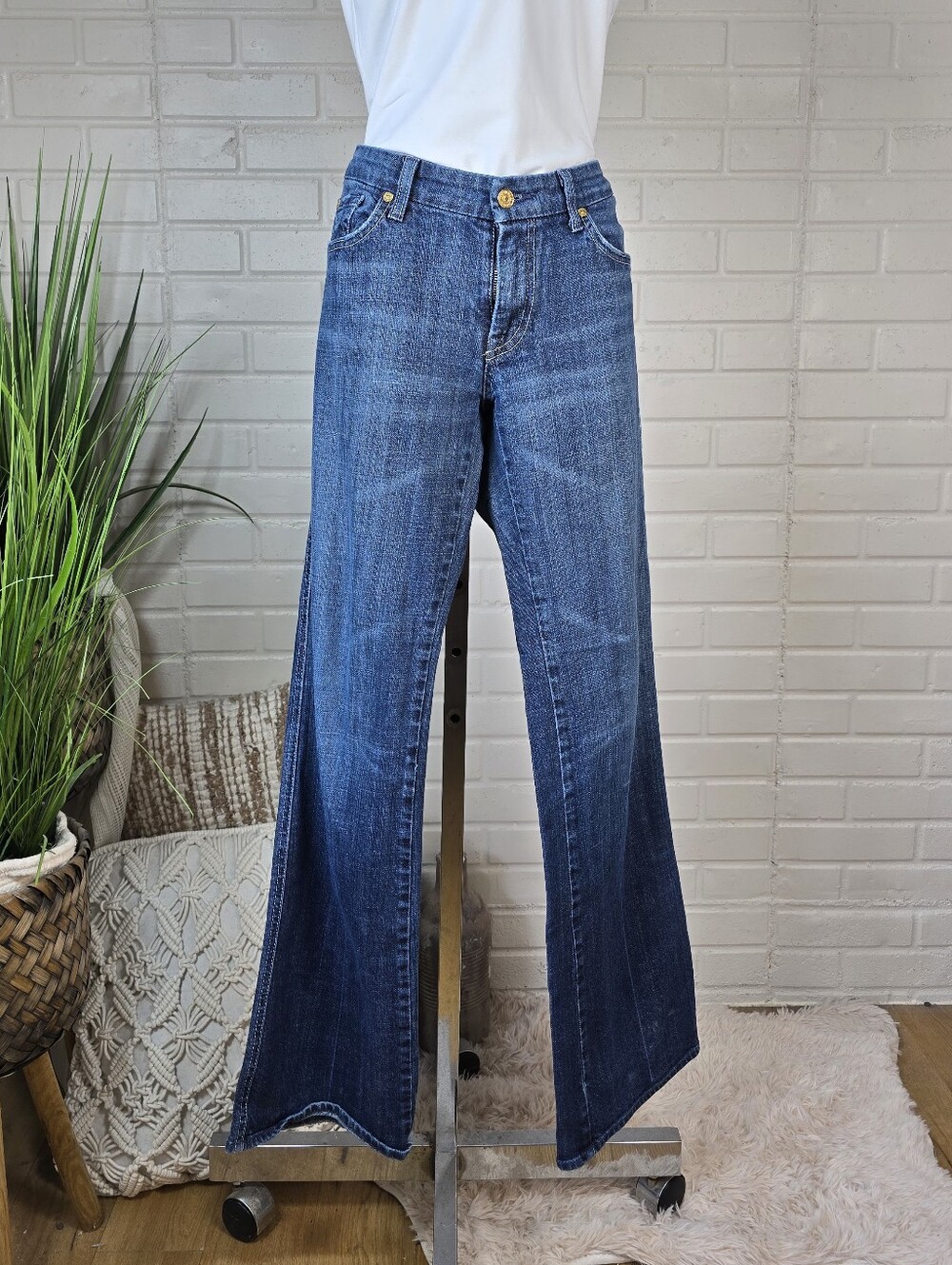 Vintage Y2K 7 For All Mankind Low Rise Flare Denim Jeans Size 32